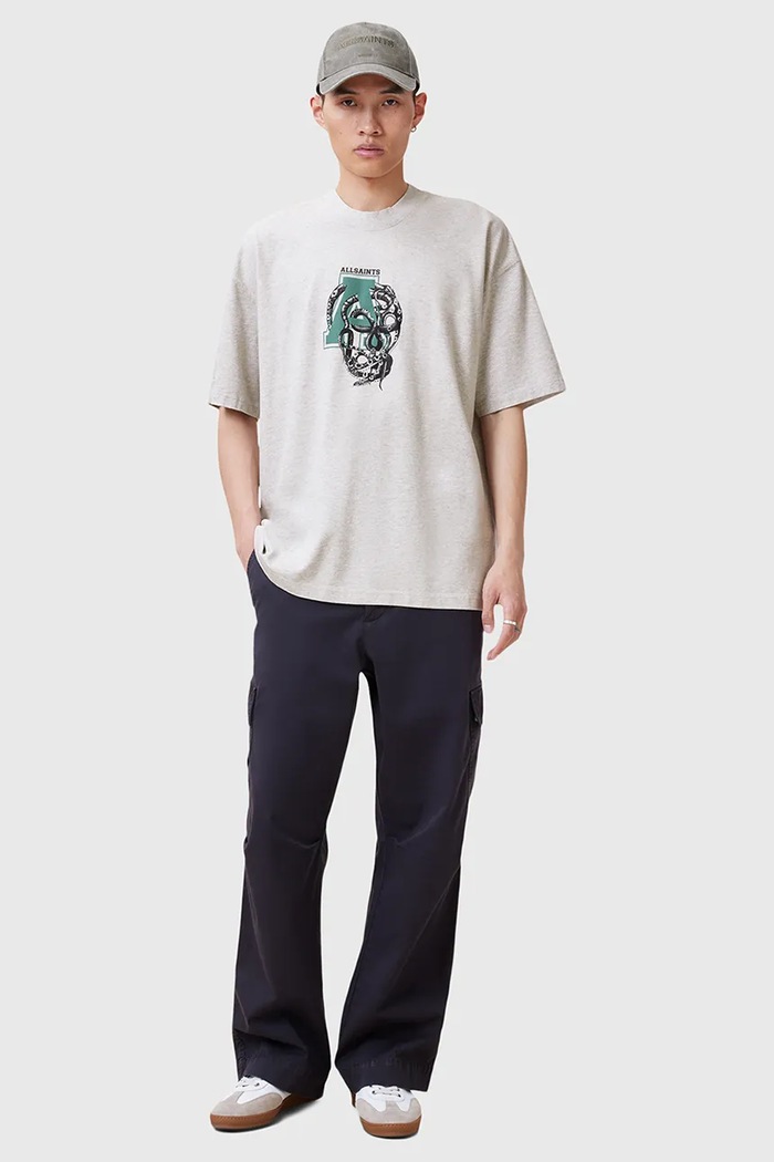 AllSaints t-shirt in cotone CADUCEUS M005PC grigio