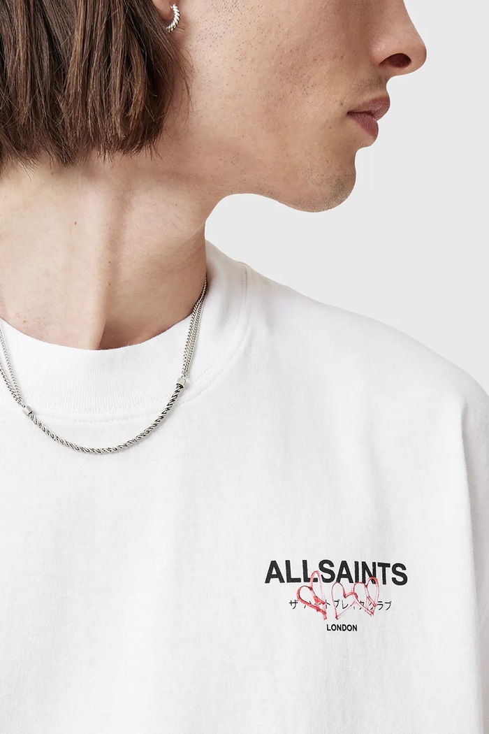Βαμβακερό μπλουζάκι AllSaints AMORE λευκό M010PC
