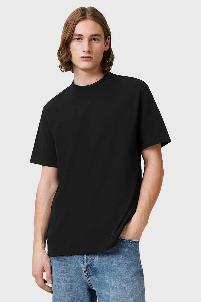 Pamučna majica AllSaints NERO bez uzorka crna M013JB