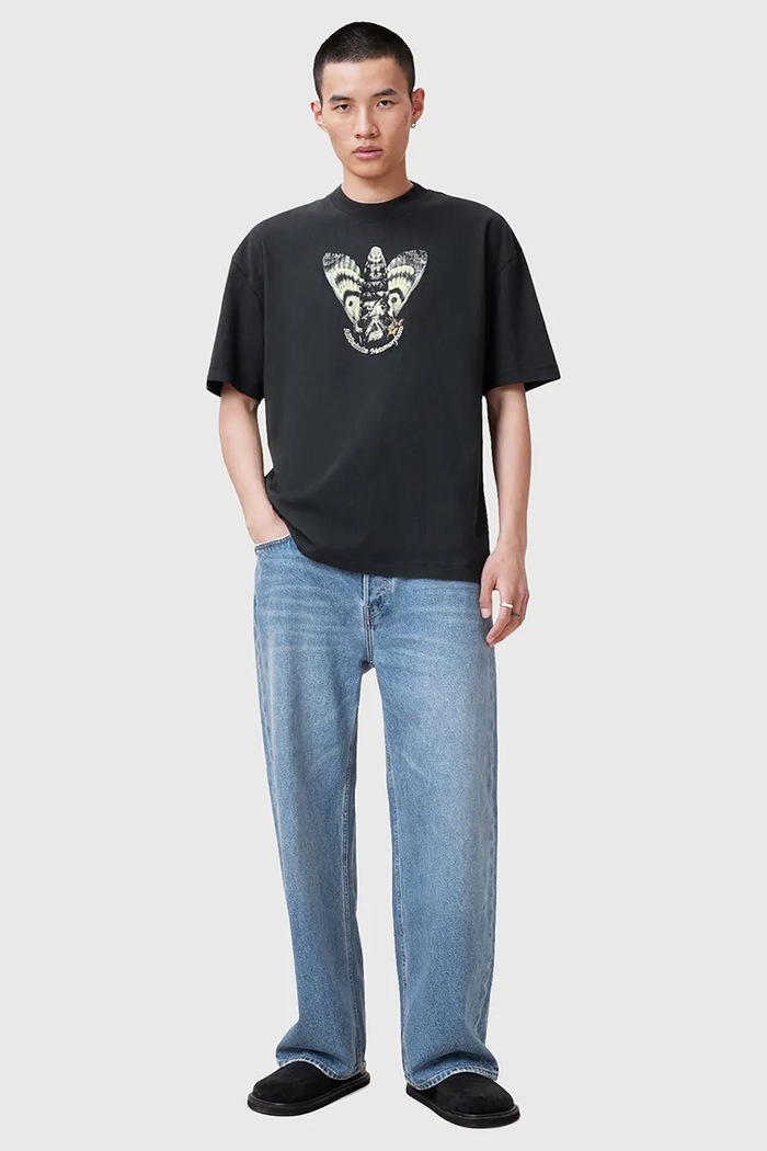 Памучна тениска AllSaints CHRYSALYPSE M025PC черен