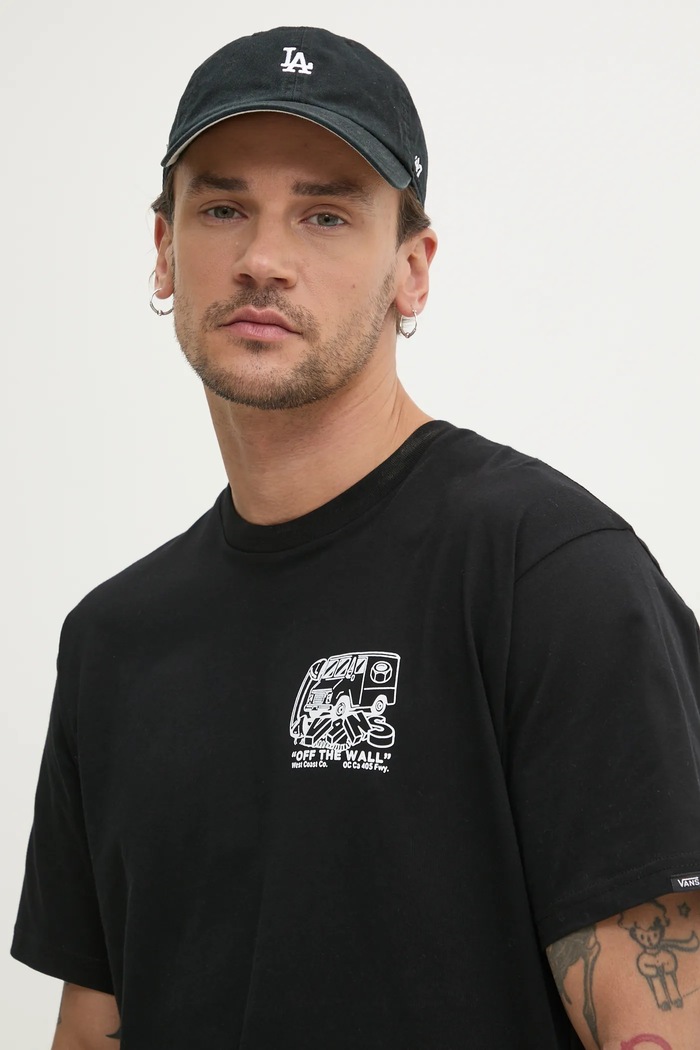 Βαμβακερό μπλουζάκι Vans μαύρο VN000NHPBLK1