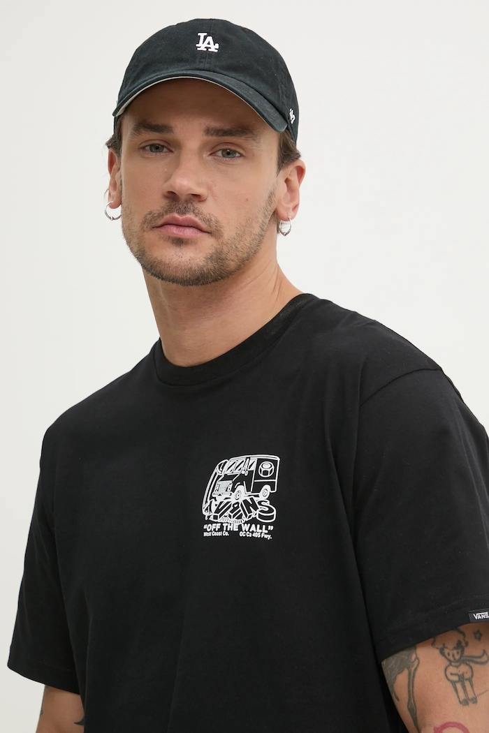 Βαμβακερό μπλουζάκι Vans μαύρο VN000NHPBLK1
