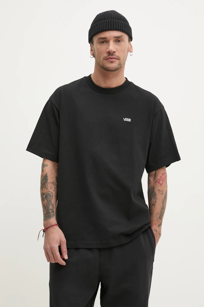 Pamučna majica Vans pamuk crna VN000P1PBLK1