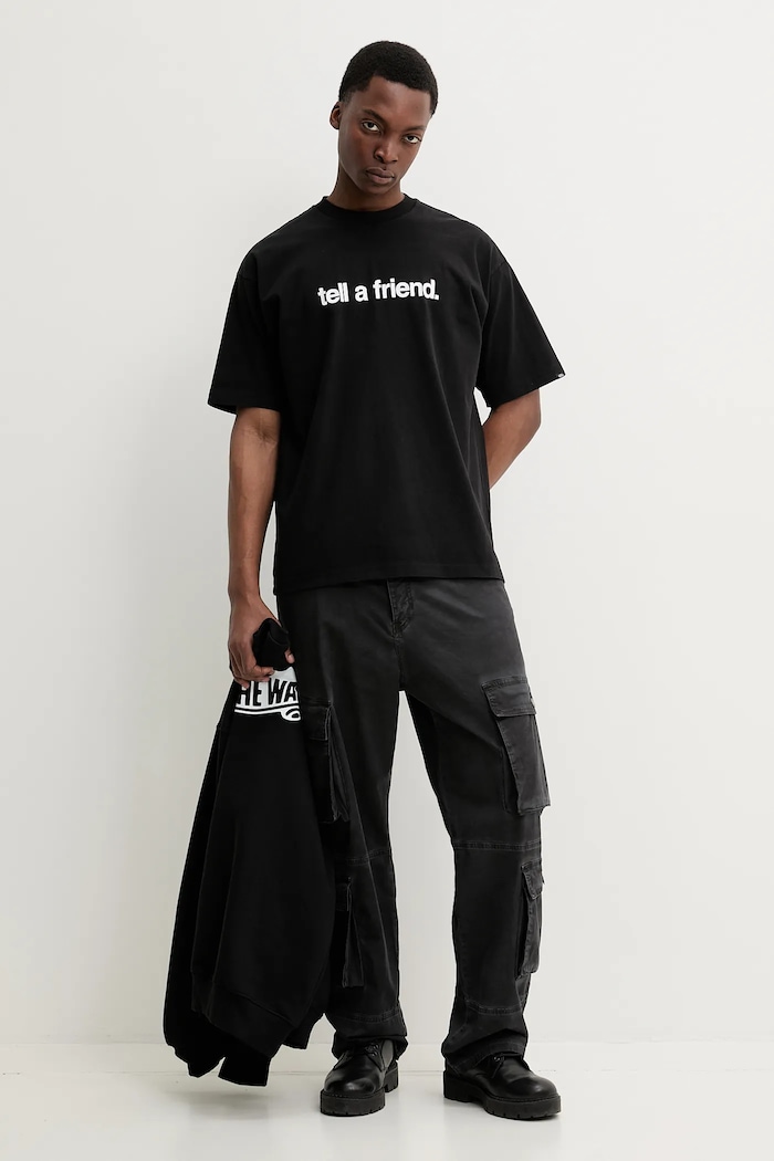 Βαμβακερό μπλουζάκι Vans VN000P4YBLK1 μαύρο SS25