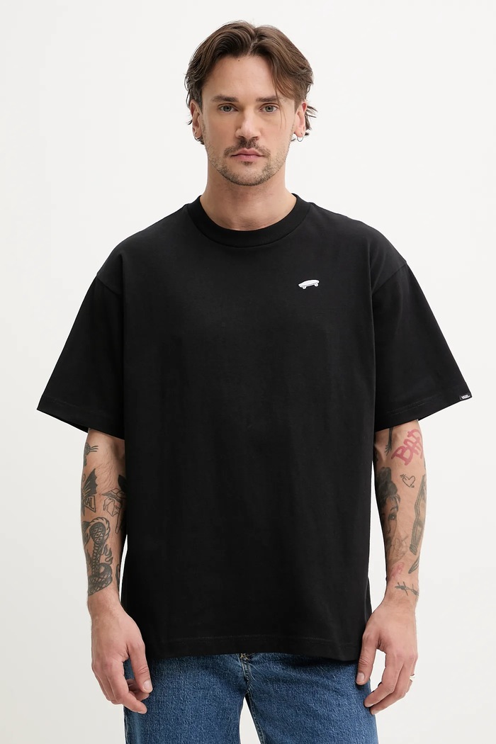 Bombažna kratka majica Vans Okrogel črna VN000P56BLK1