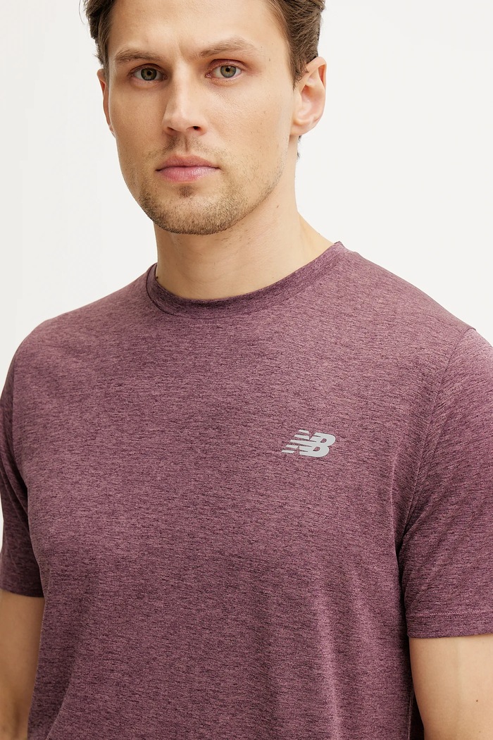 New Balance t-shirt do biegania Athletics fioletowy MT41253FDP
