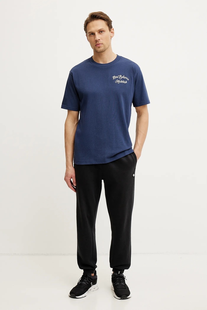 New Balance t-shirt bawełniany MT43556NNY granatowy SS25
