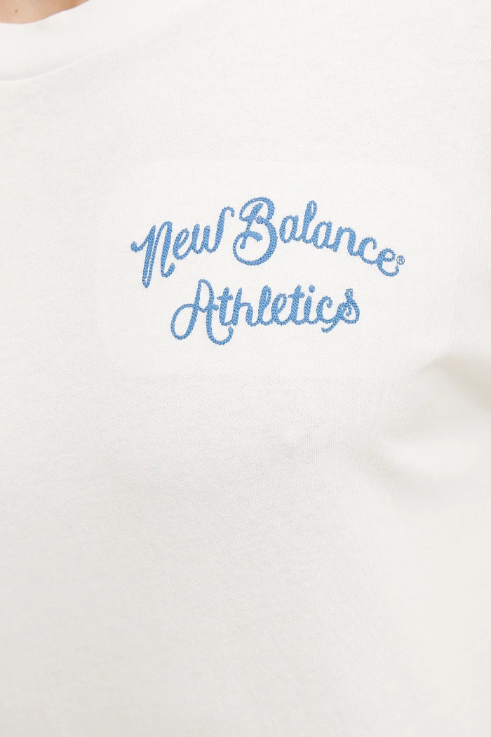 New Balance t-shirt bawełniany MT43556SST beżowy