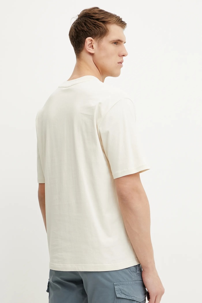 Odzież New Balance t-shirt bawełniany MT51605LIN beżowy