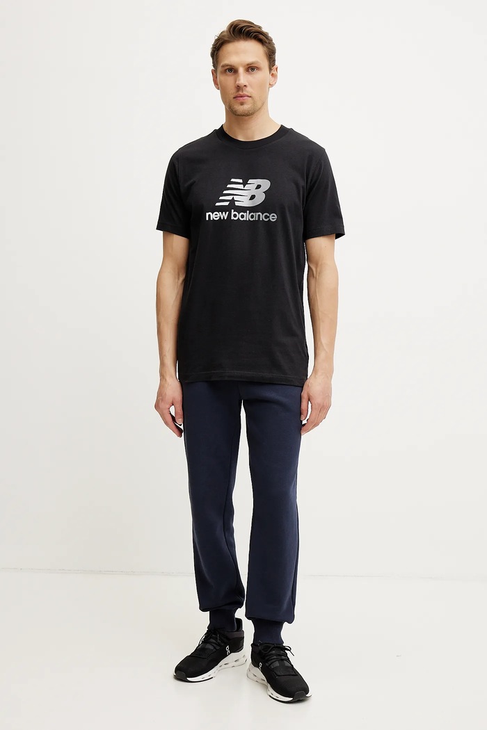 New Balance t-shirt bawełniany MT51503BK czarny SS25