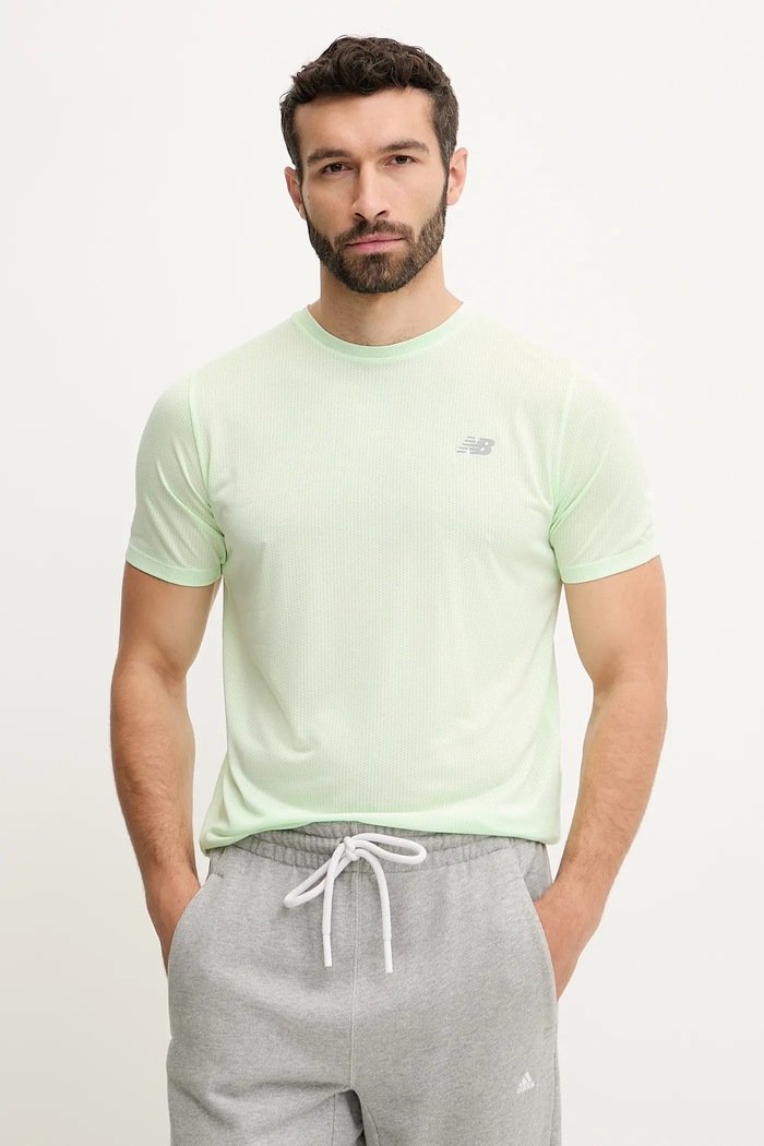 New Balance t-shirt treningowy regular zielony MT41253MEW
