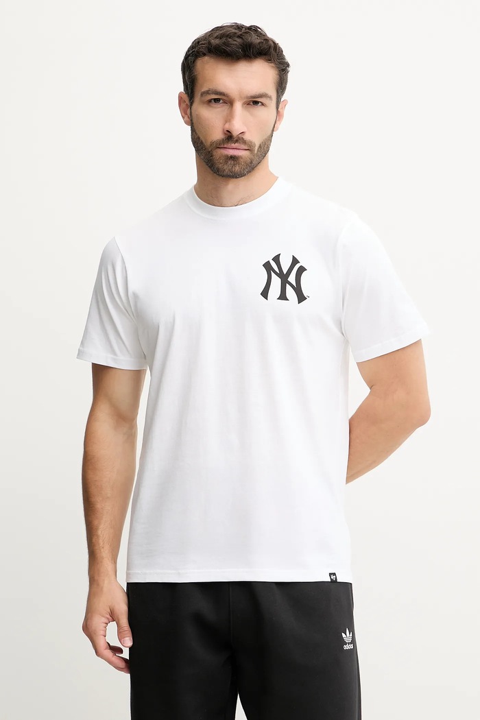 Bavlněné tričko 47 brand MLB New York Yankees potisk bílá BB017TMBECT657649WW