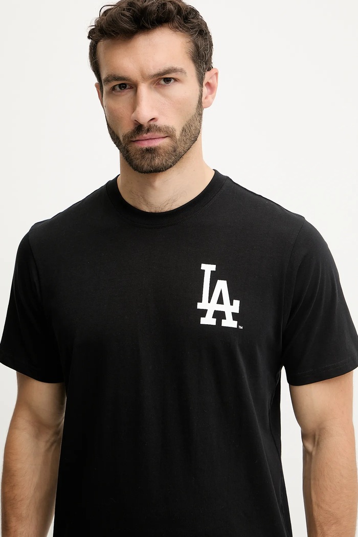 Bavlněné tričko 47 brand MLB Los Angeles Dodgers černá BB012TMBECT657654JK