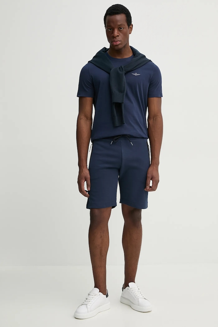 Bavlněné tričko Aeronautica Militare TS2376J592 námořnická modř SS25
