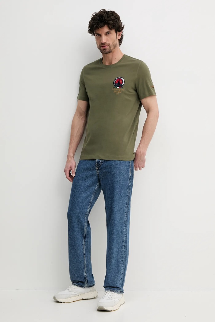 Bavlněné tričko Aeronautica Militare TS2408J592 zelená SS25