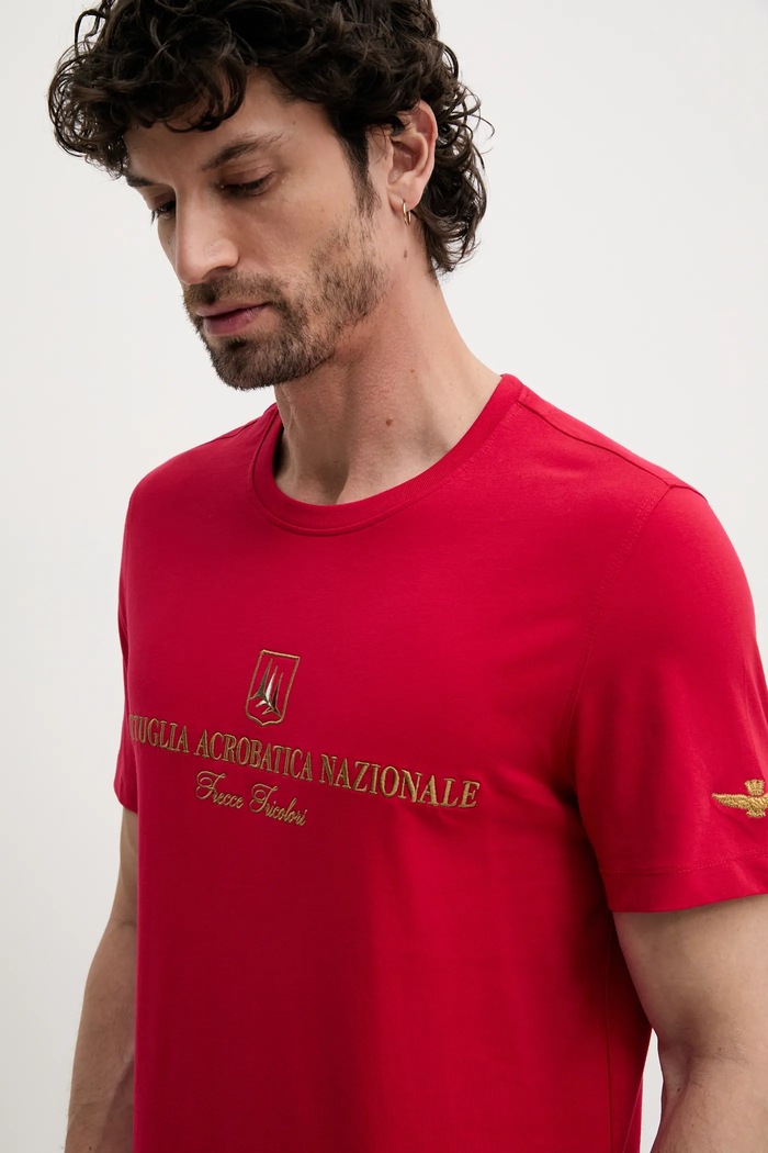 Bavlněné tričko Aeronautica Militare červená TS2410J592