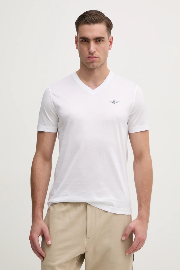 Aeronautica Militare t-shirt bawełniany regular biały TS2418J683