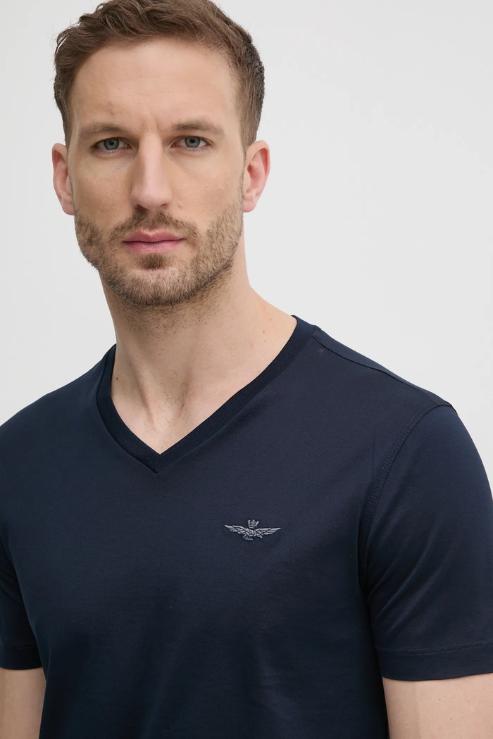 Bavlněné tričko Aeronautica Militare námořnická modř TS2418J683