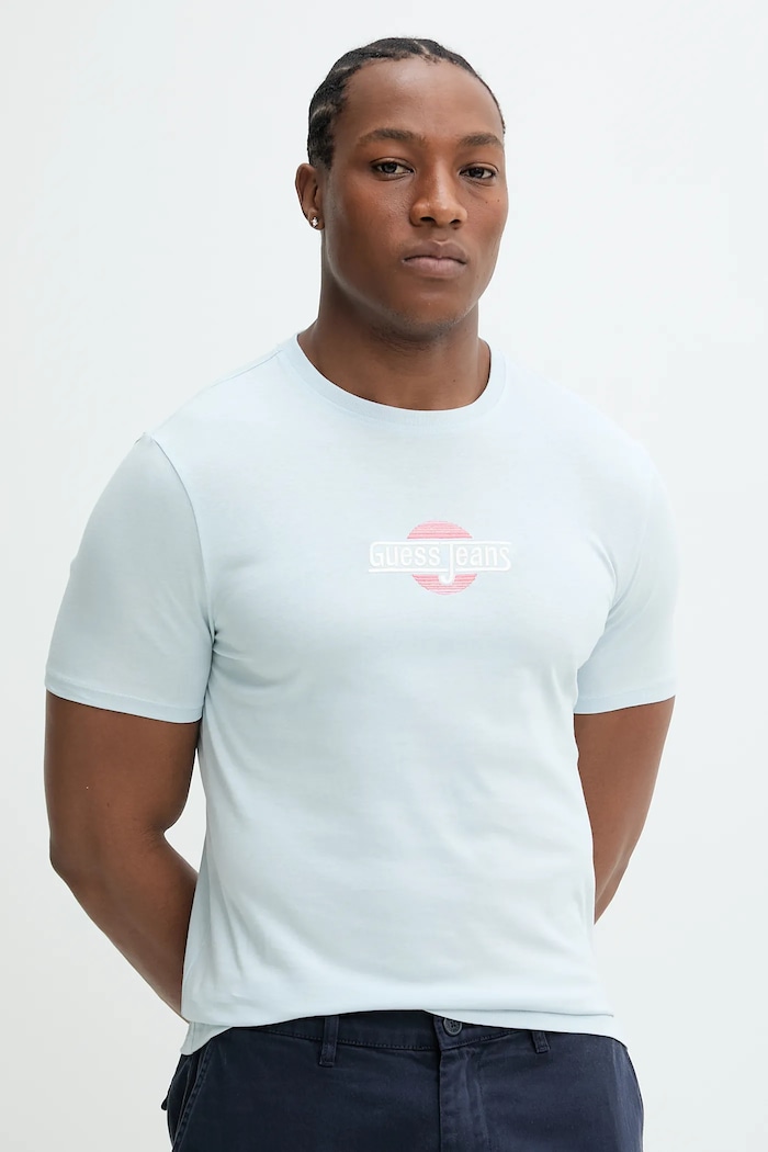 Guess Jeans tricou din bumbac imprimeu albastru M5GI23.K8HM0