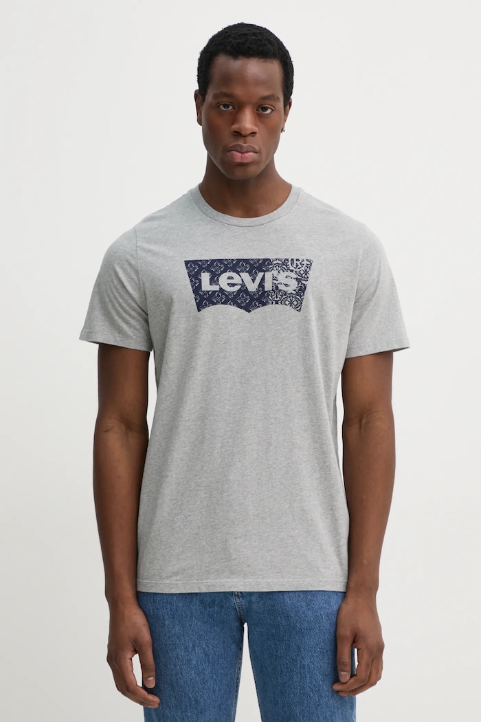 Bavlnené tričko Levi's GRAPHIC CREWNECK TEE potlač sivá 22491.1813