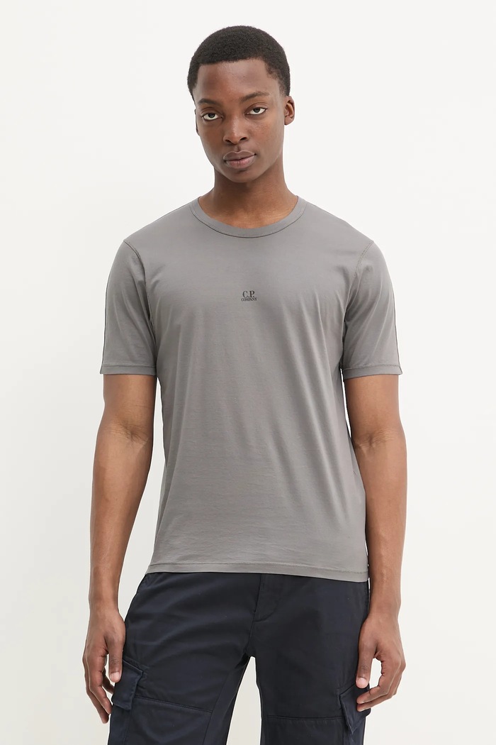 C.P. Company t-shirt bawełniany nadruk szary 18CMTS088A006374G
