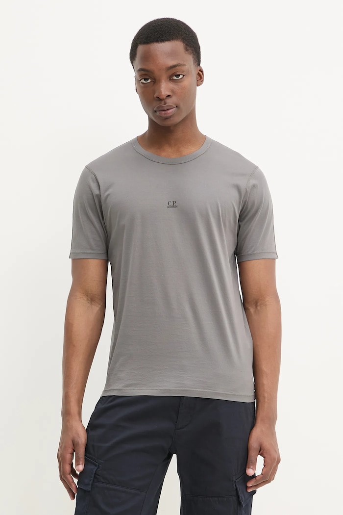 C.P. Company t-shirt bawełniany nadruk szary 18CMTS088A006374G