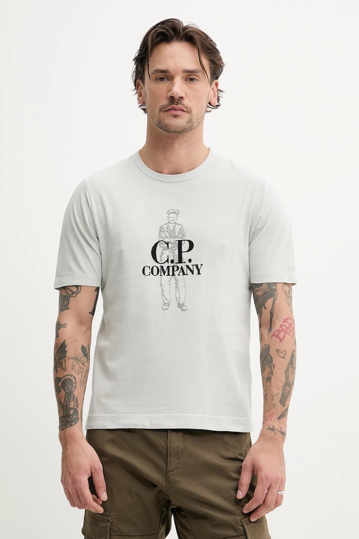 C.P. Company t-shirt bawełniany regular szary 18CMTS288A006057O
