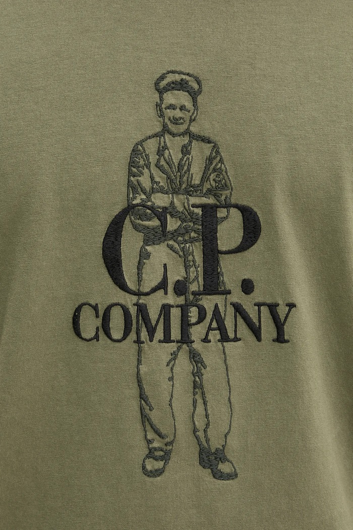 Bavlněné tričko C.P. Company 18CMTS288A006057O zelená