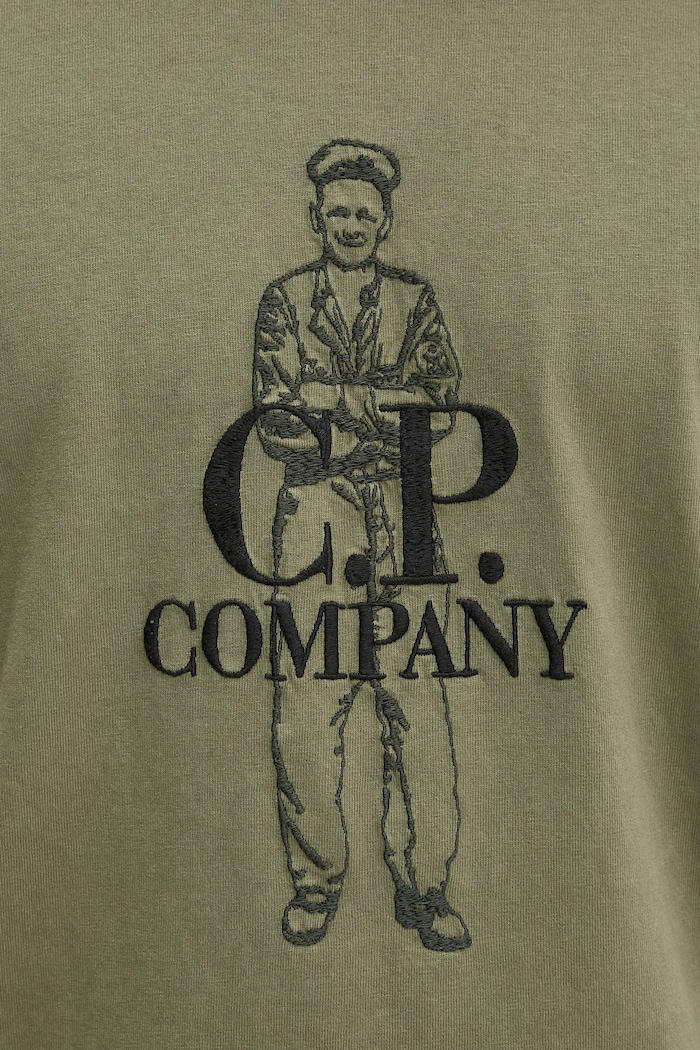 Bavlněné tričko C.P. Company 18CMTS288A006057O zelená