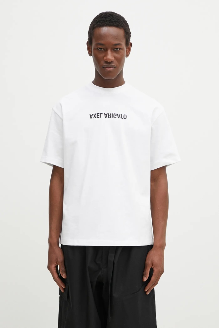 Хлопковая футболка Axel Arigato Washed T-Shirt печать белый A3118001