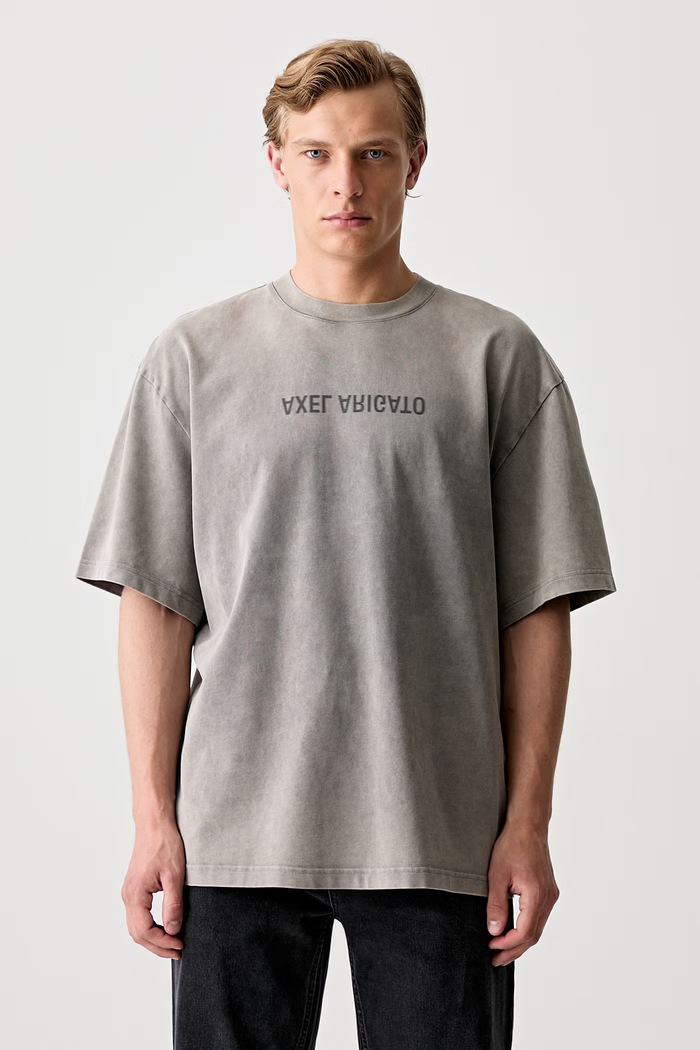Axel Arigato Washed T-Shirt oversize majica kratkih rukava od pamuka za muškarce relaxed siva A3118002