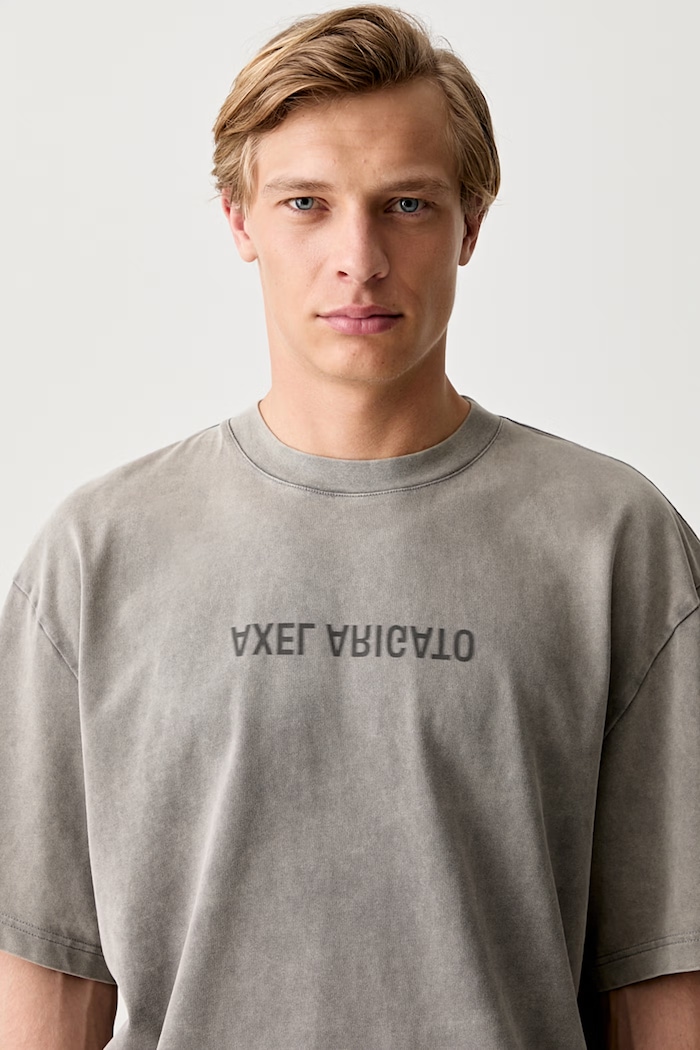 Axel Arigato Washed T-Shirt oversize majica kratkih rukava od pamuka za muškarce siva A3118002