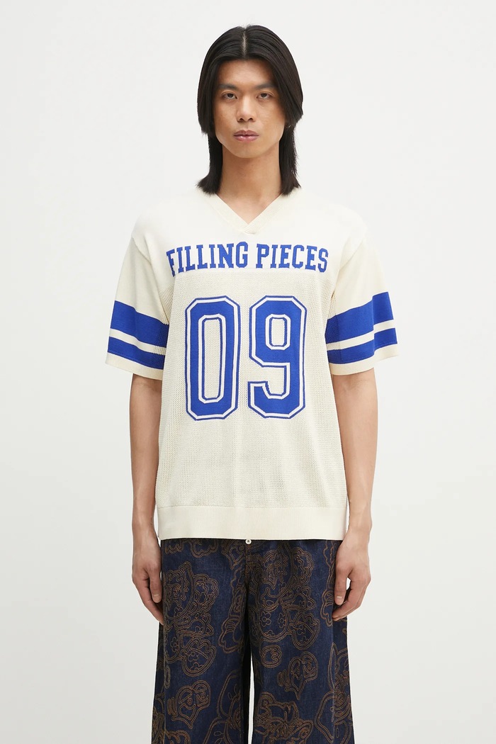 Tričko Filling Pieces Knit Jersey American Football relaxed béžová 91099059936