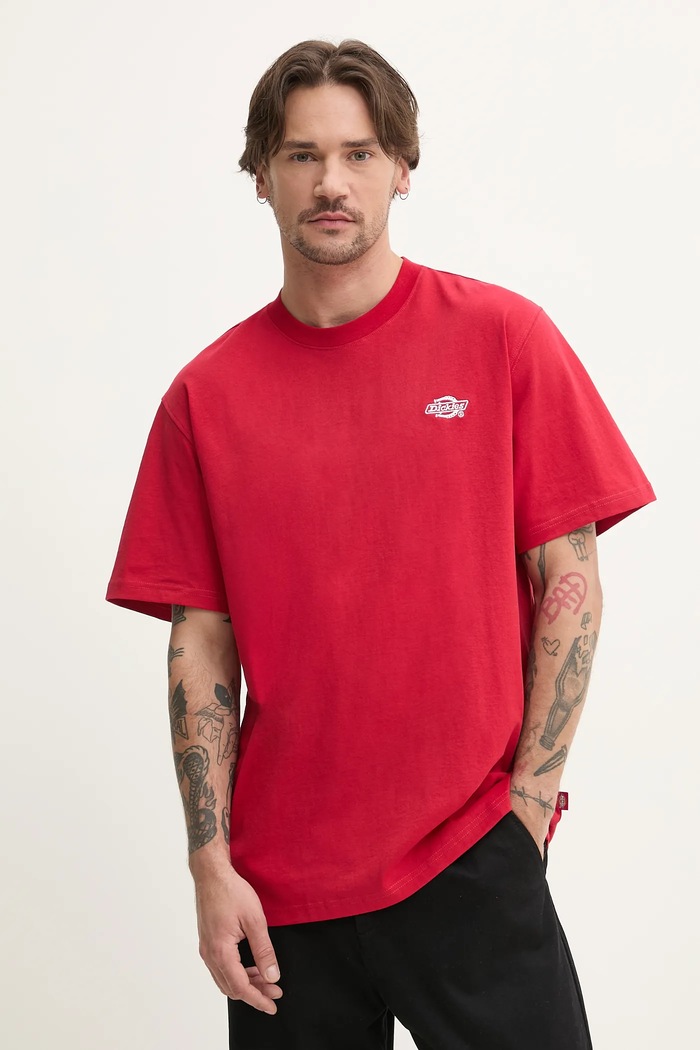 Bavlněné tričko Dickies hladký červená DK0A4YAI0ER1