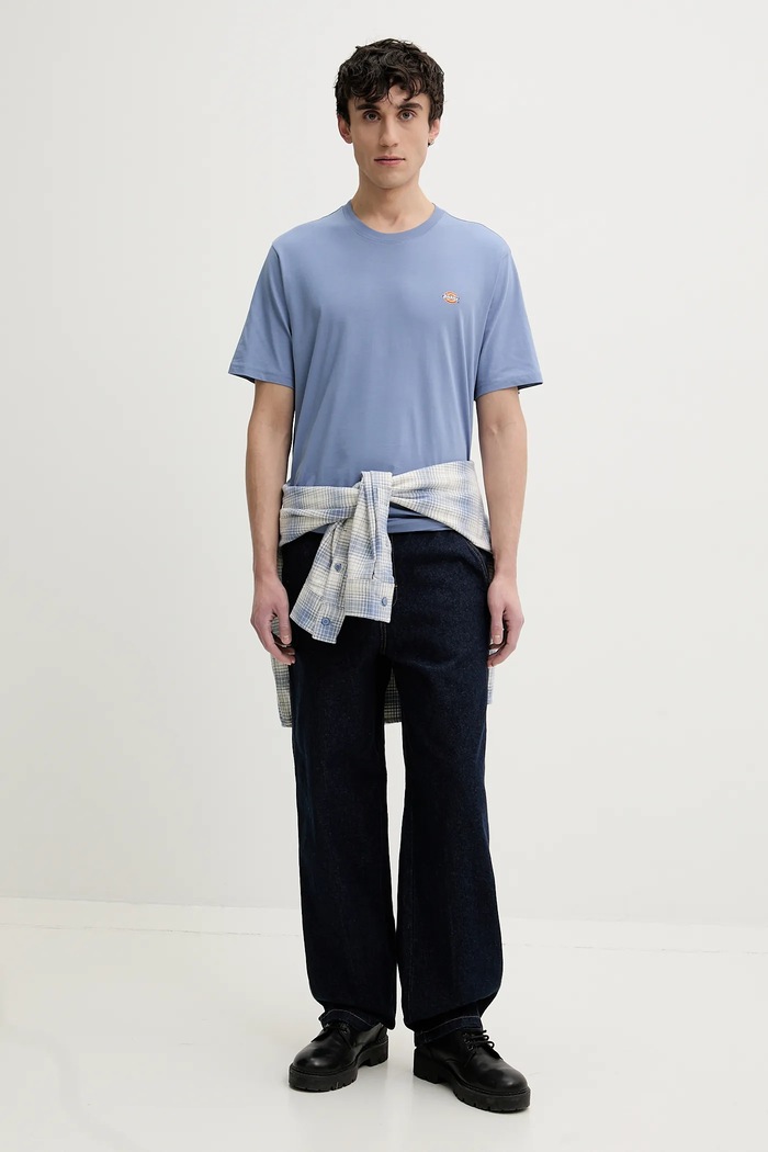 Bavlnené tričko Dickies DK0A4XDBK371 modrá SS25