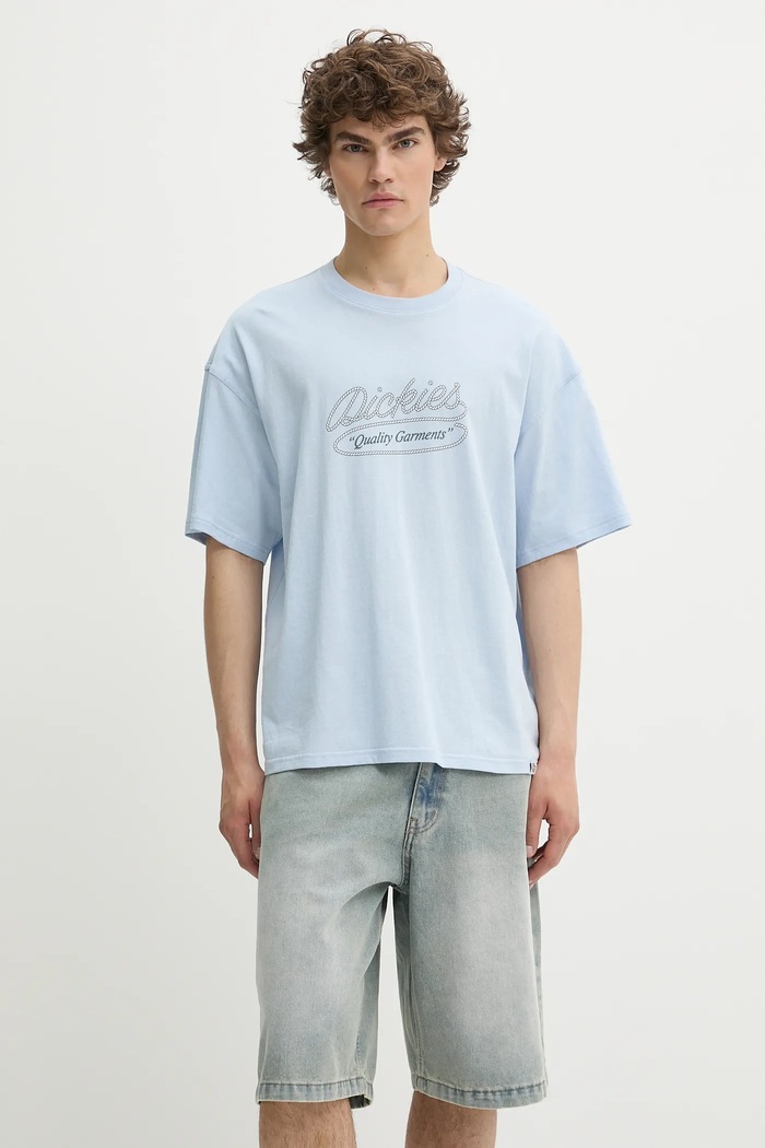 Pamučna majica Dickies print plava DK0A4Z8QK541