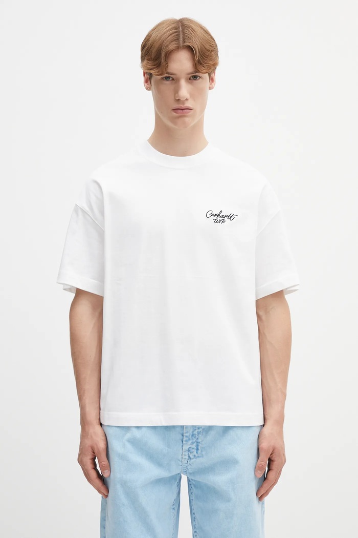 Carhartt WIP Pamučna majica Carhartt WIP S/S Signature Script T-Shirt bijela I033828.00AXX