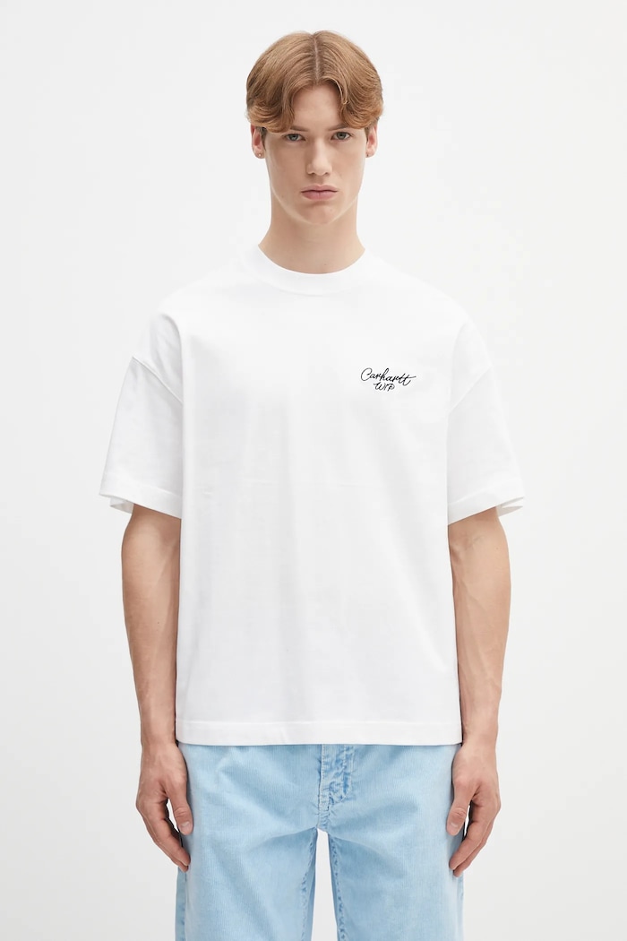 Carhartt WIP Pamučna majica Carhartt WIP S/S Signature Script T-Shirt bijela I033828.00AXX