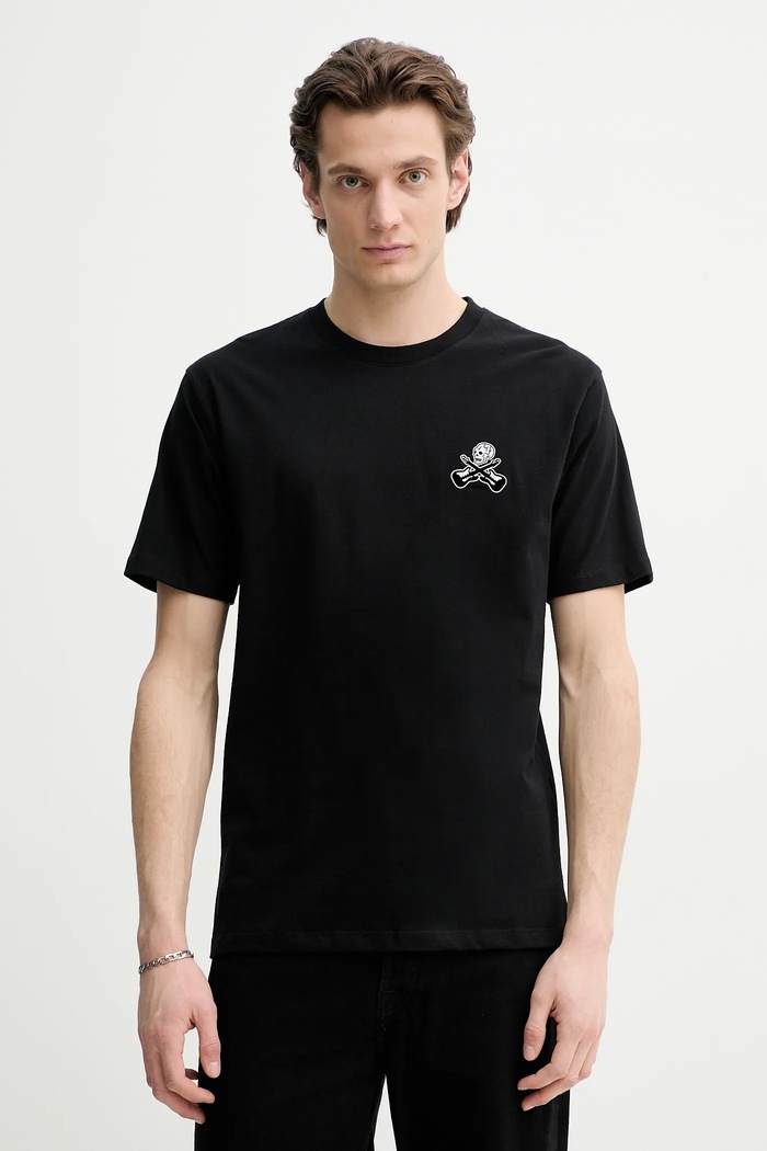 Bavlnené tričko The Kooples nášivka čierna HTSC30029K