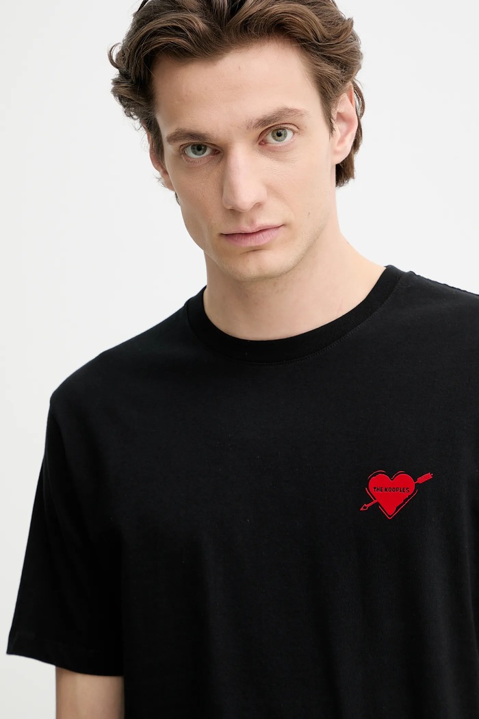 Βαμβακερό μπλουζάκι The Kooples μαύρο HTSC30036K