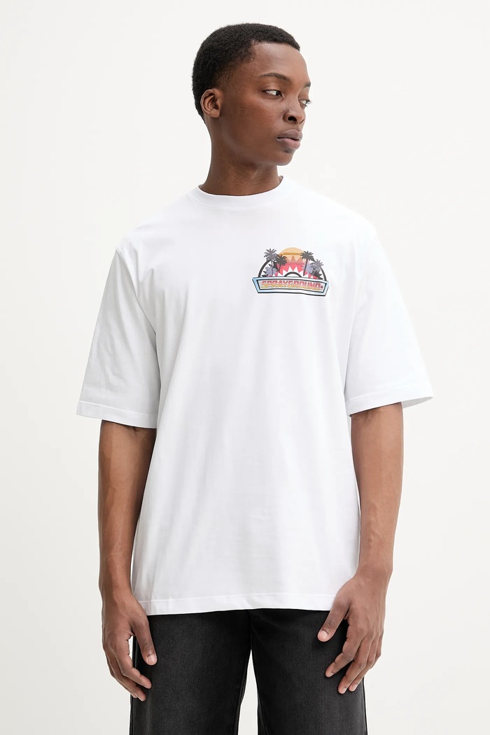 Sprayground tricou din bumbac SP716WHT alb SS25