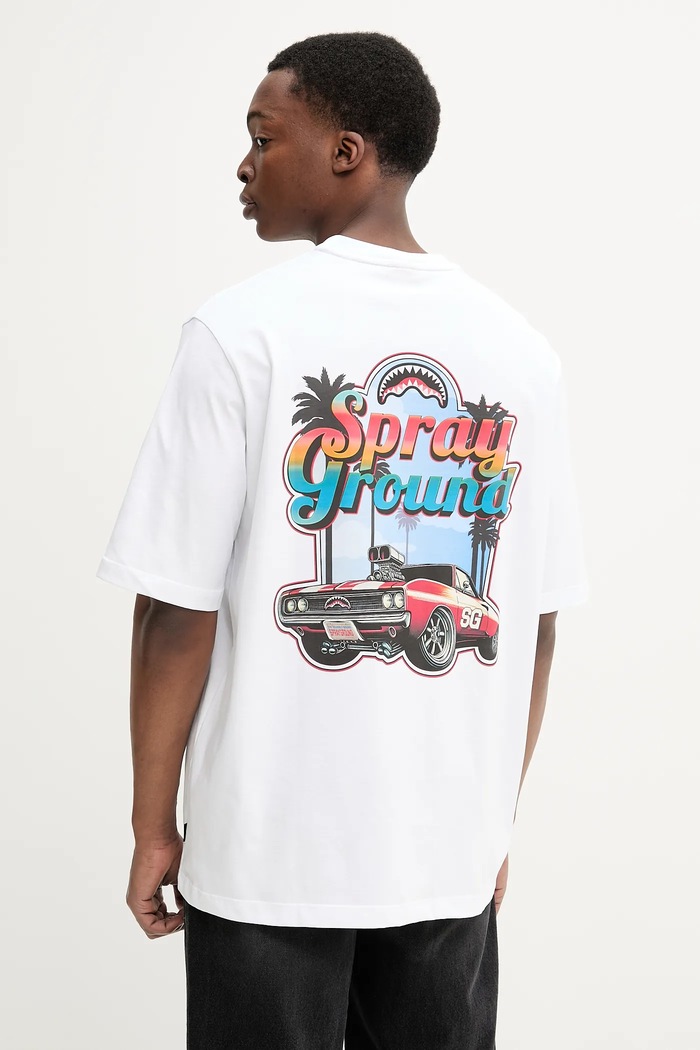 Sprayground tricou din bumbac alb SP716WHT
