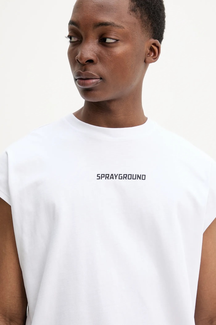 Sprayground tricou din bumbac alb SP738WHT