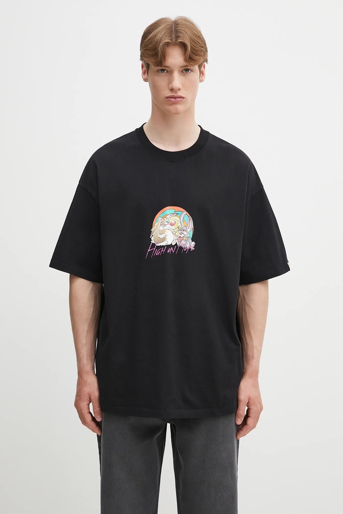 Martine Rose tricou din bumbac Oversized print negru 621JE03001H