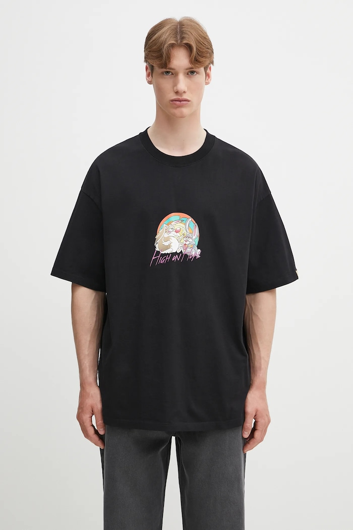 Martine Rose tricou din bumbac Oversized print negru 621JE03001H