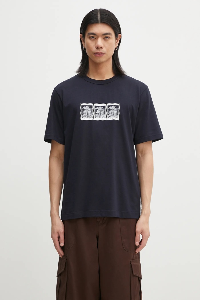 Norse Projects Tricou din bumbac Holger Post Stamp Print T-Shirt bleumarin N01.0686.7004