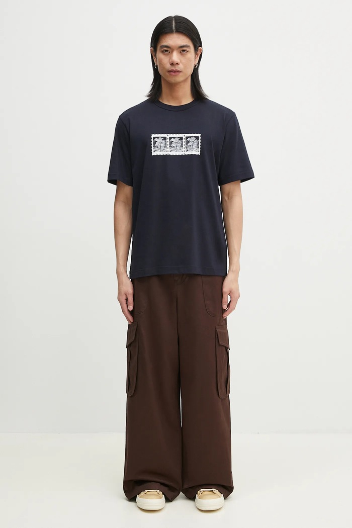 Tricou din bumbac Holger Post Stamp Print T-Shirt Norse Projects bleumarin N01.0686.7004