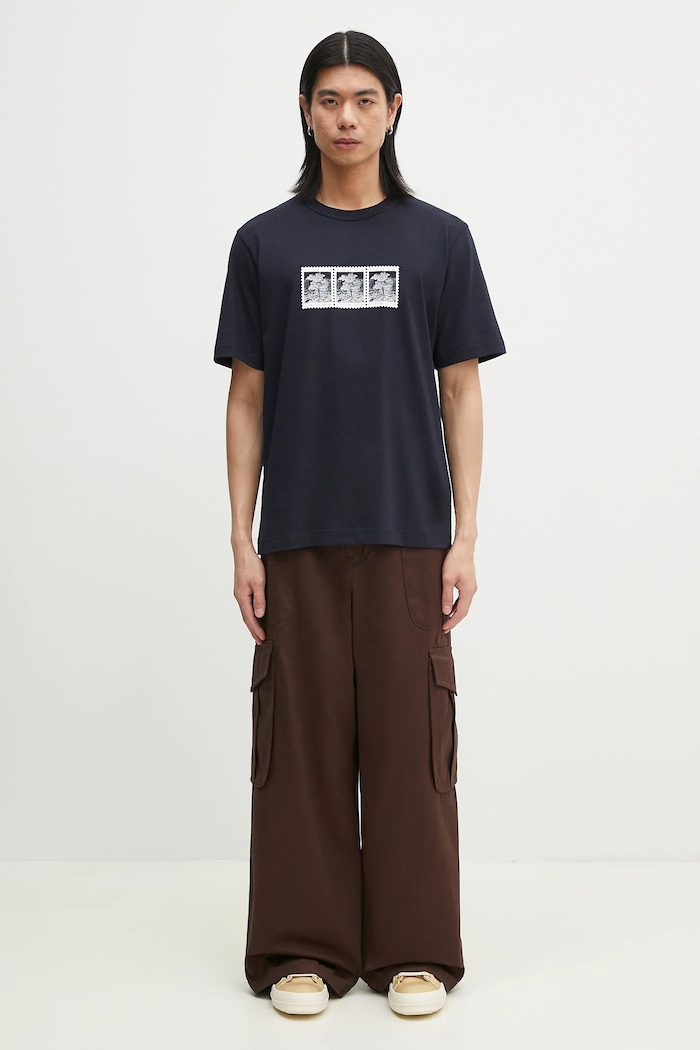 Tricou din bumbac Holger Post Stamp Print T-Shirt Norse Projects bleumarin N01.0686.7004