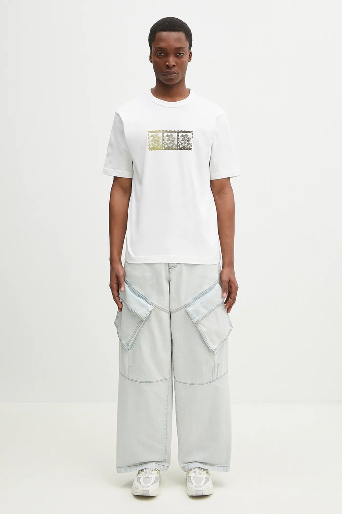 Bavlněné tričko Norse Projects Holger Post Stamp Print T-Shirt N01.0686.0001 bílá