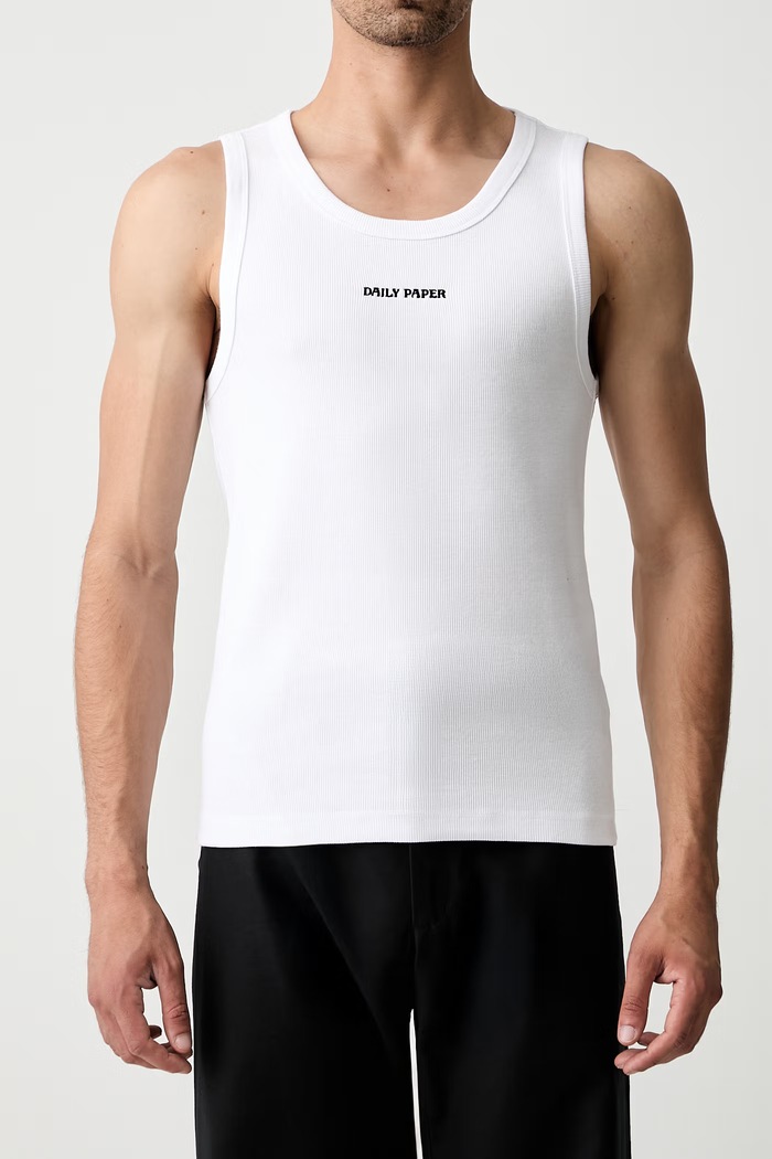 Daily Paper top da uomo in cotone con elastan Dias Rib Tank Top 2512031 bianco